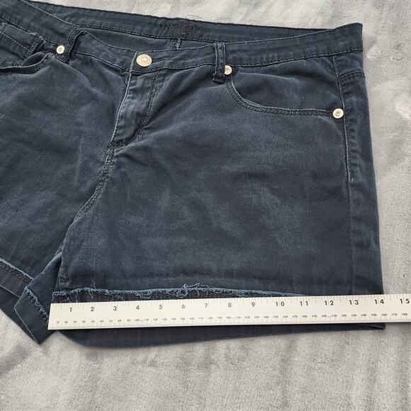 Reign Shorts Womens 20 Faded Black High Rise Cuffed Cut Off Stretch Denim Casual - Picture 10 of 11